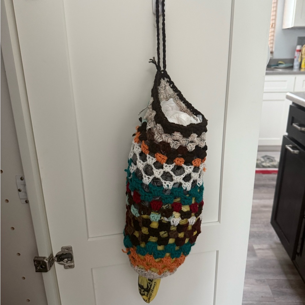Multicolor Crochet Hanging Grocery  Bag Holder